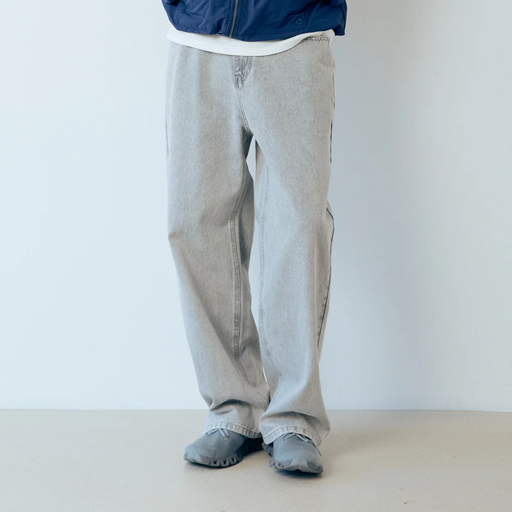 色 牛仔 直筒 褲子 Light Gray