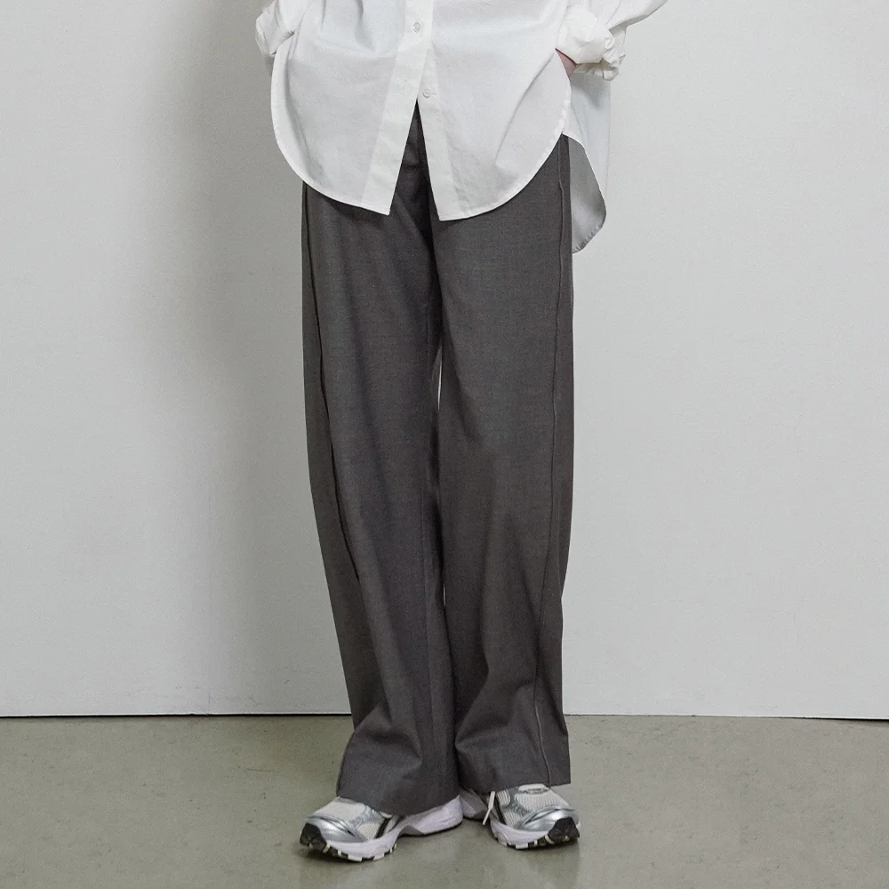 SIPT7143 弧形 運動 西褲_Melange gray