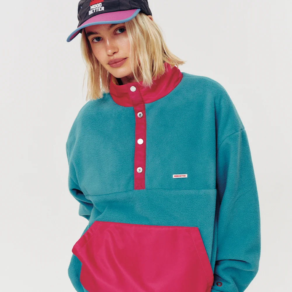 RETRO FLEECE ANORAK EMERALD GREEN