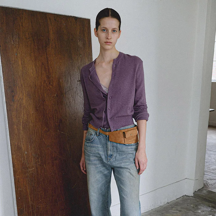 DOUBLE BUTTON KNIT - PURPLE