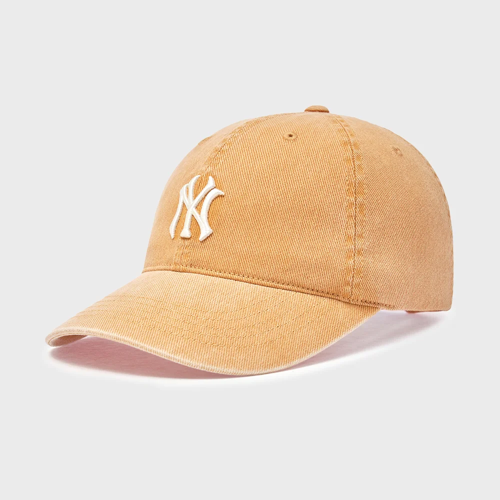 基本款 水洗 無結構 棒球帽 NY (Orange)