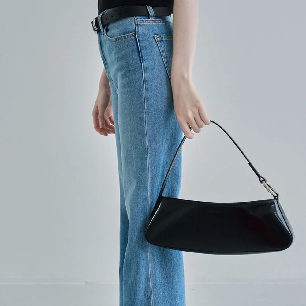 Oursaalty Glossy Leather Tote Bag / Black