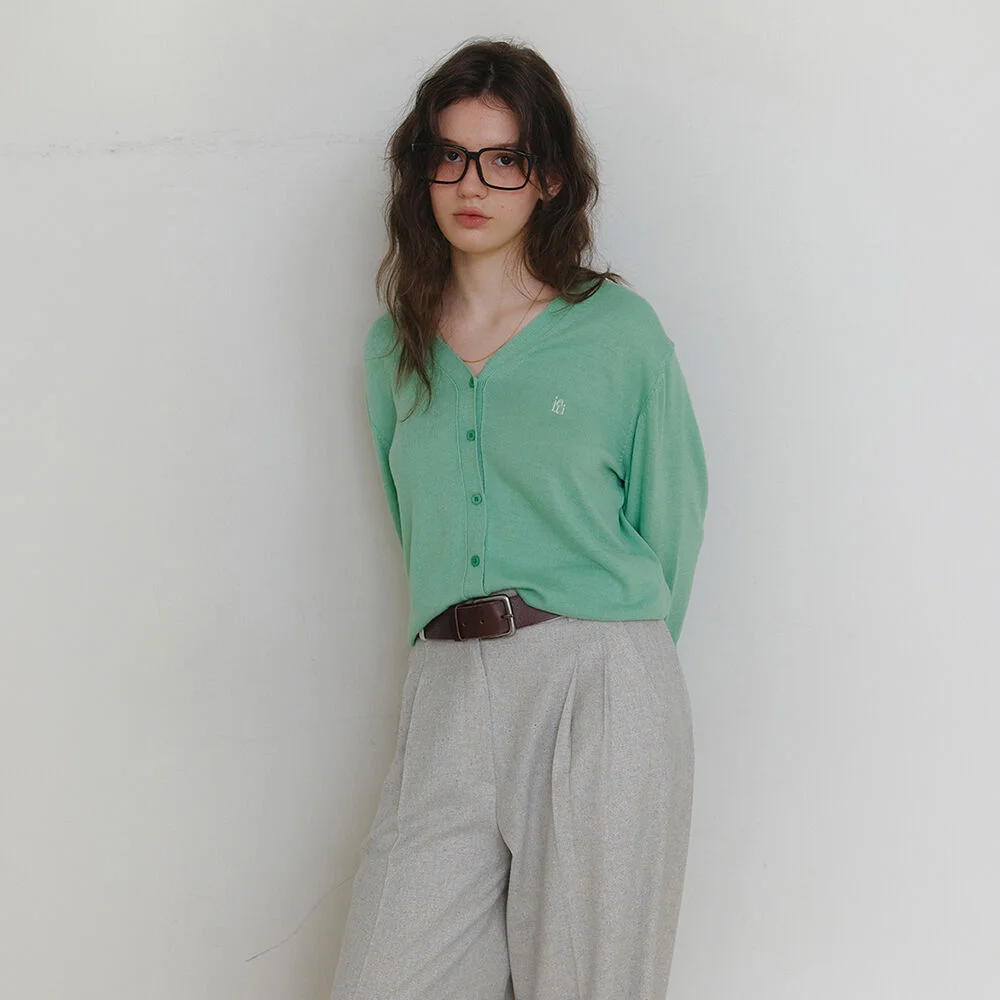 Fondue cardigan apple green