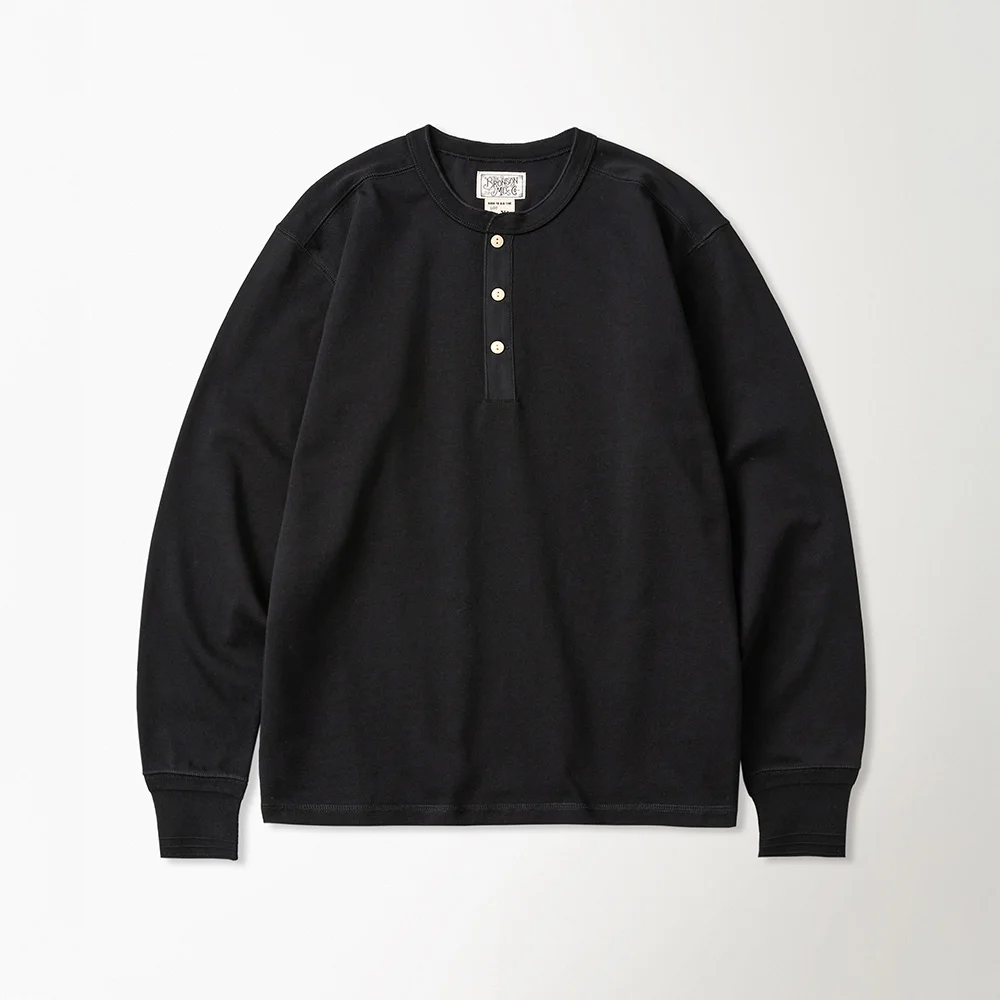 Vintage Long Sleeve Henley Shirt Black