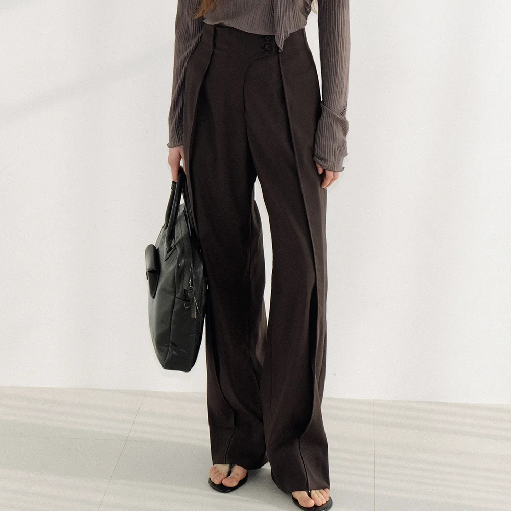 fixed stitch pintuck slacks (brown) orc 6088