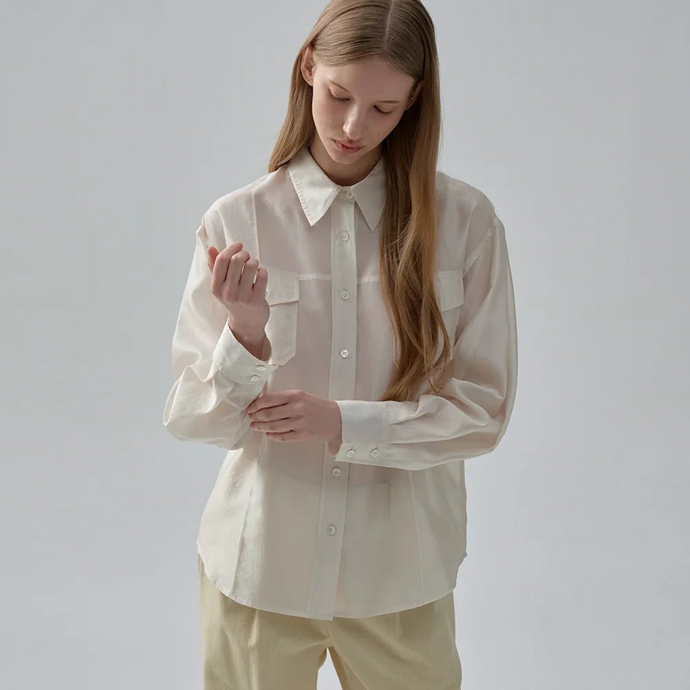 SILKY SHEER BLOUSE (cream ivory)