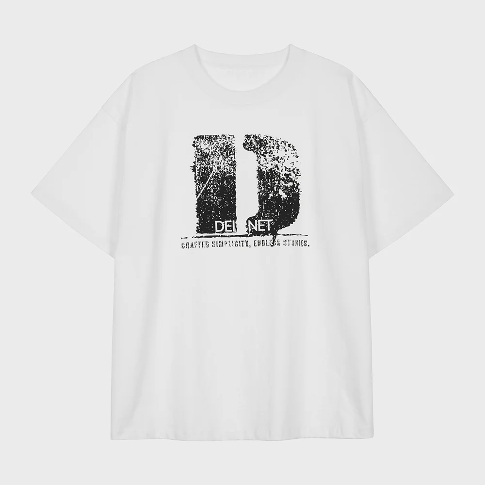 D ACCENT CRACK LOGO T-SHIRTS IN WHITE