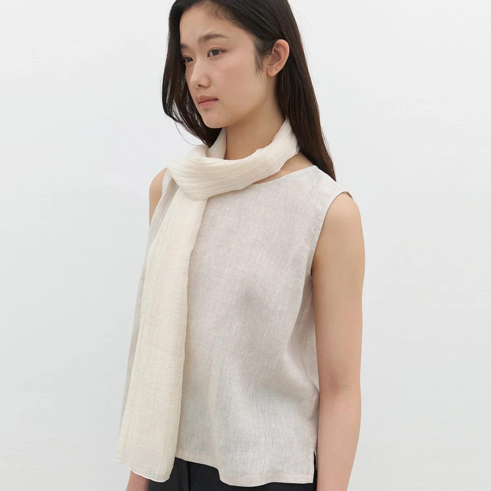 tencel blend wrinkle scarf-beige