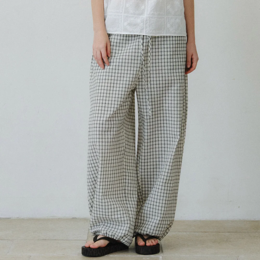 SEERSUCKER BANDING BALLOON PANTS / IVORY