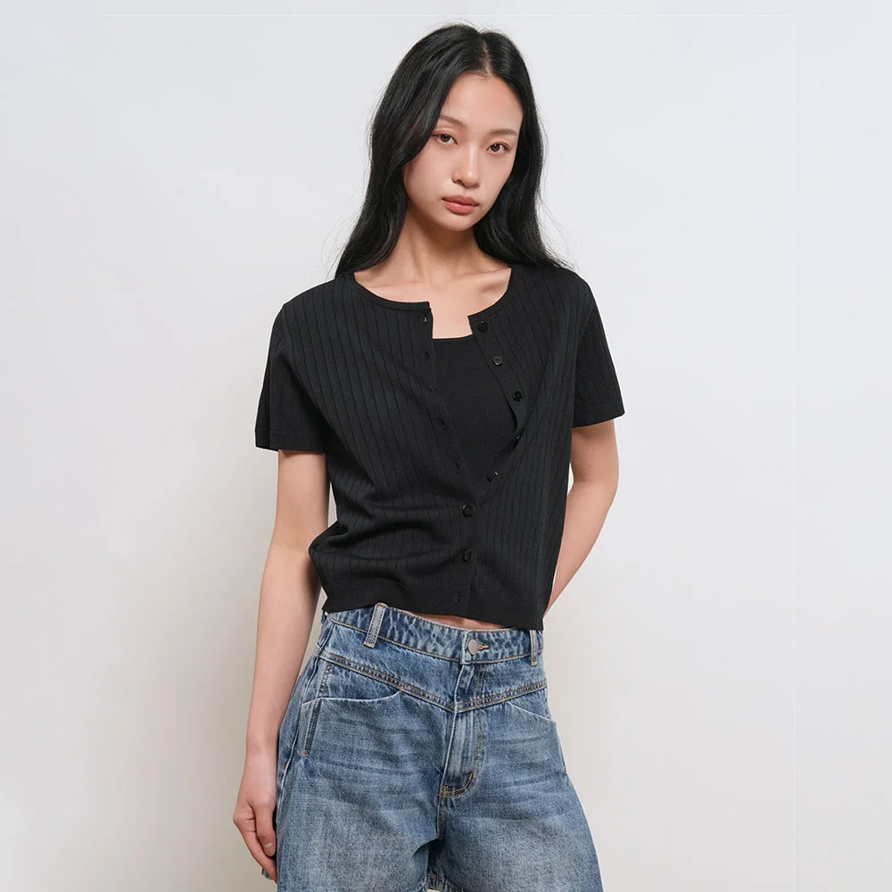 WOMAN Temp Cut 圓領 半 開襟外套 / GF2LKC539