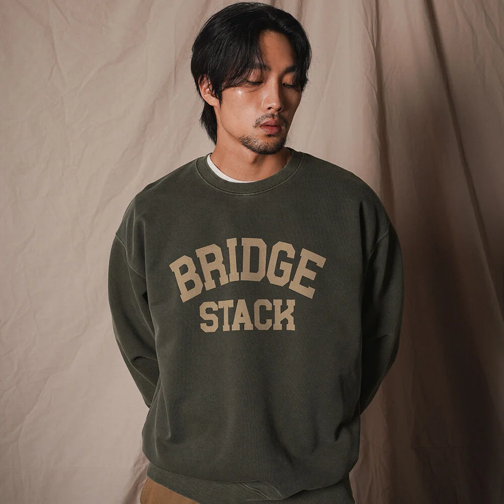Bridge Stack 顏料洗衛衣 苔蘚綠 JIMT4720