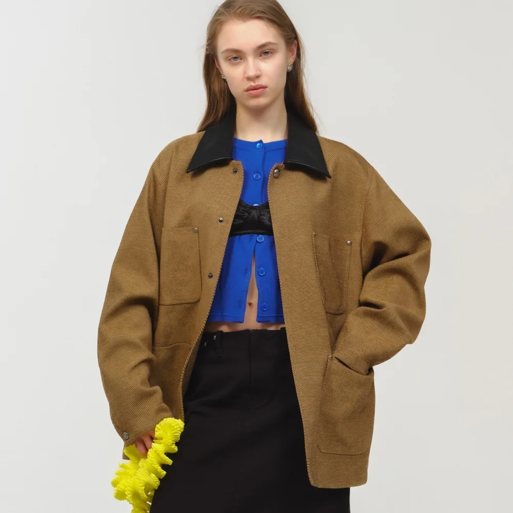 UNISEX, Studed Work Jacket / Dark Beige
