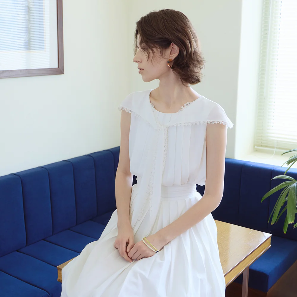 Pleated Scarf Blouse