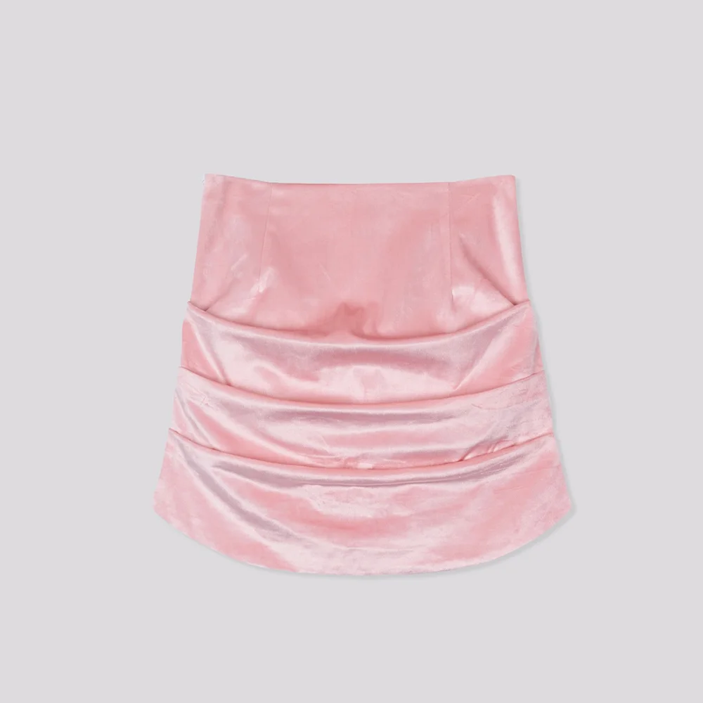 Velvet Draping Skirt Pink