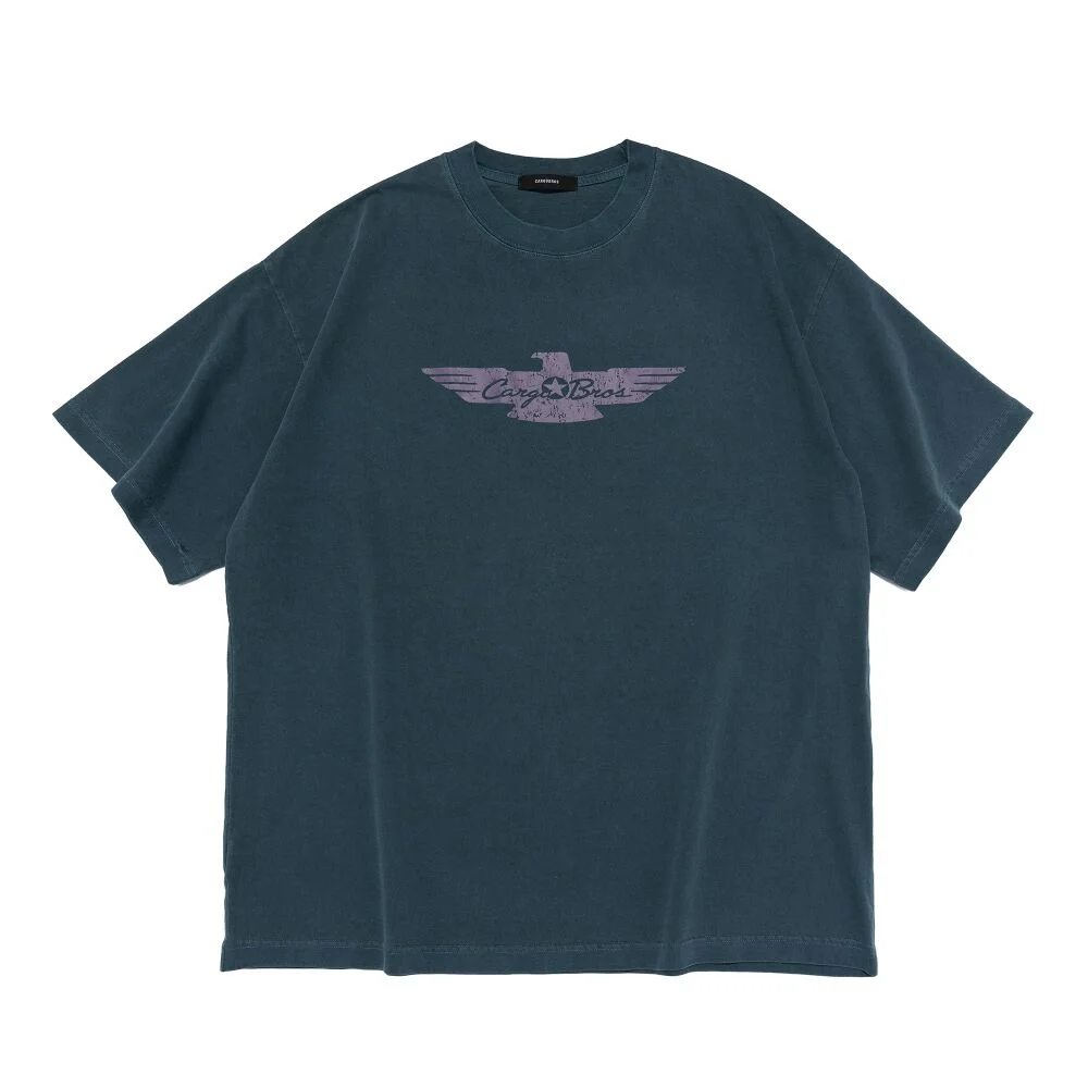 PIGMENT EAGLE OVERFIT HALF T-SHIRT (GREEN)