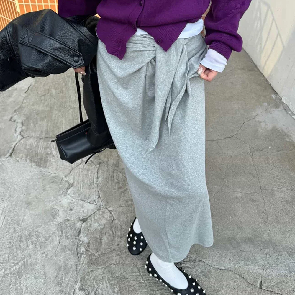 Twist Drape Skirt(Melange)