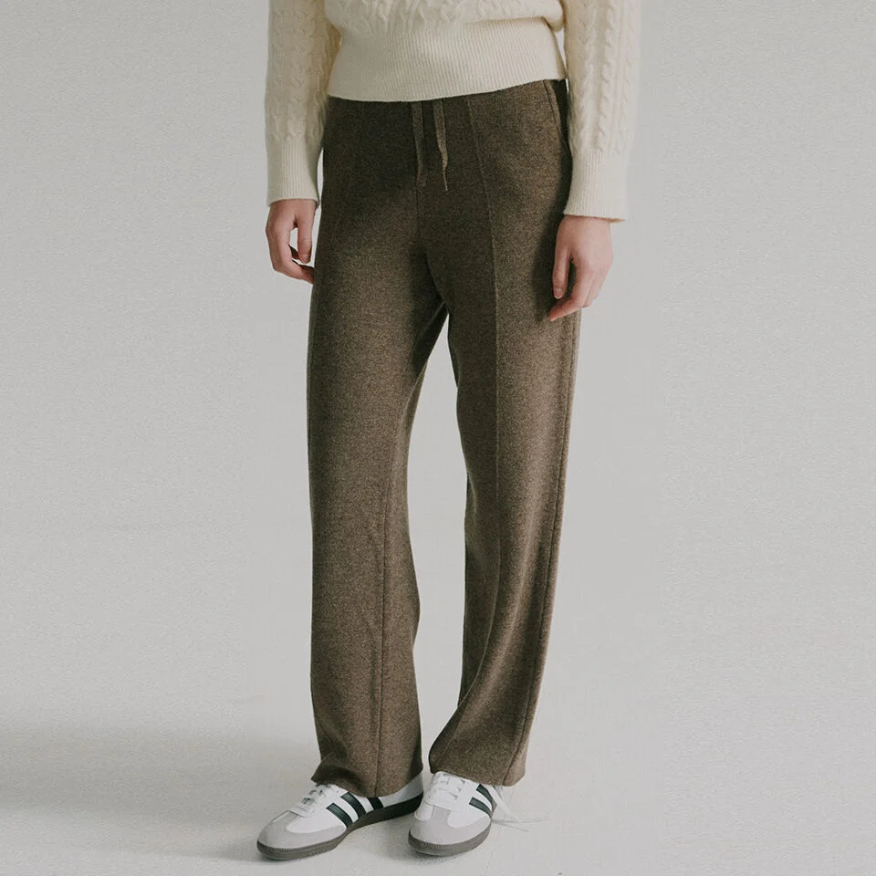 double weaving knit pants (melange brown)