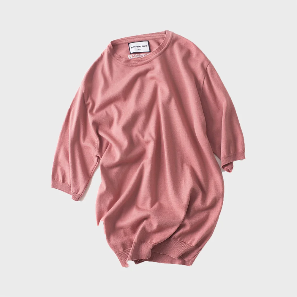 BIRTHDAYSUIT : Back Logo Modal R.Neck Knit (L.Pink)