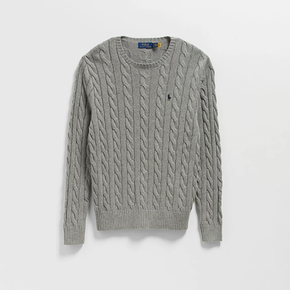 絞花 針織衫 純棉 毛衣 (GREY)
