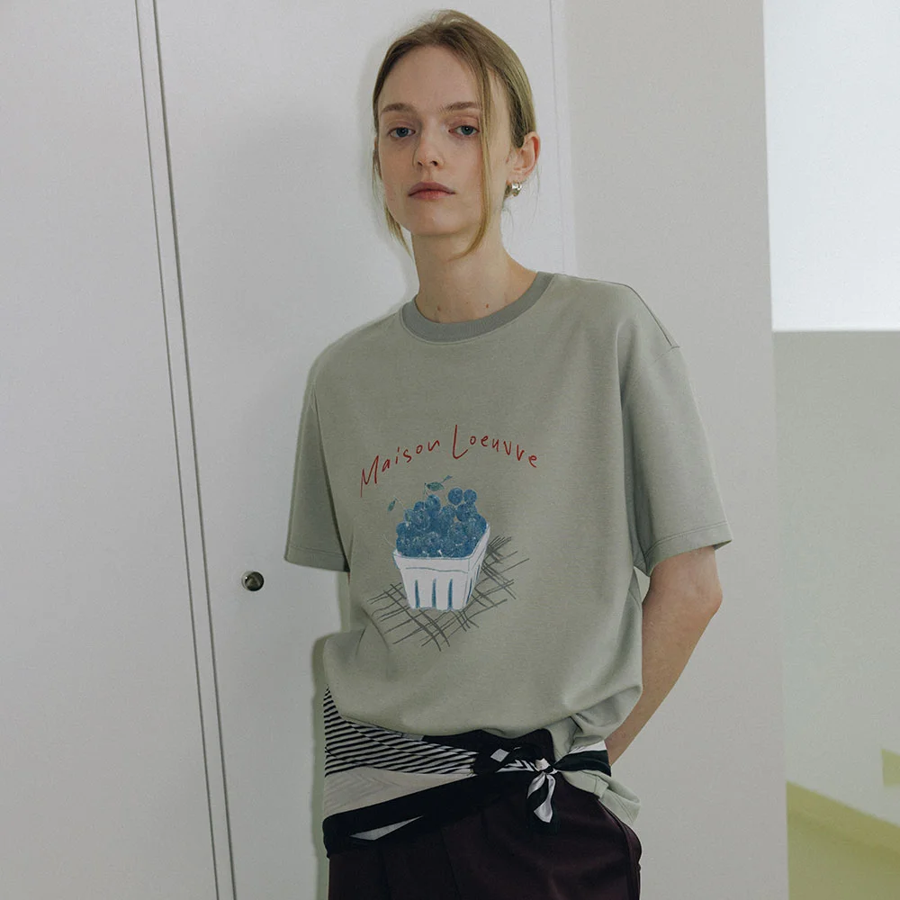 Oversized Blueberry Graphic T-Shirt SW6ME765_2color