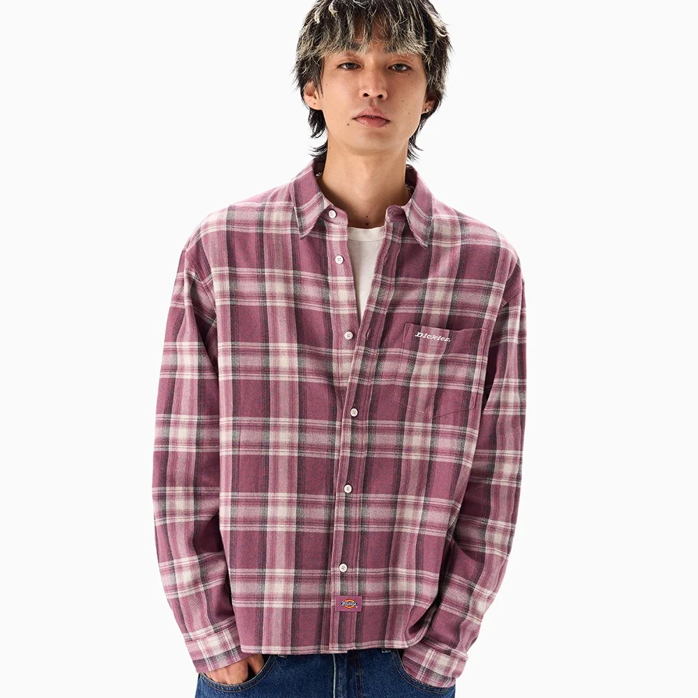 短版 Flannel 襯衫 Pink
