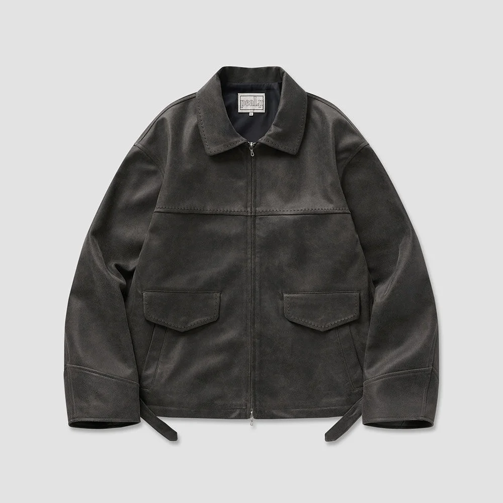 Vintage Faux Leather Jumper 14(Black)
