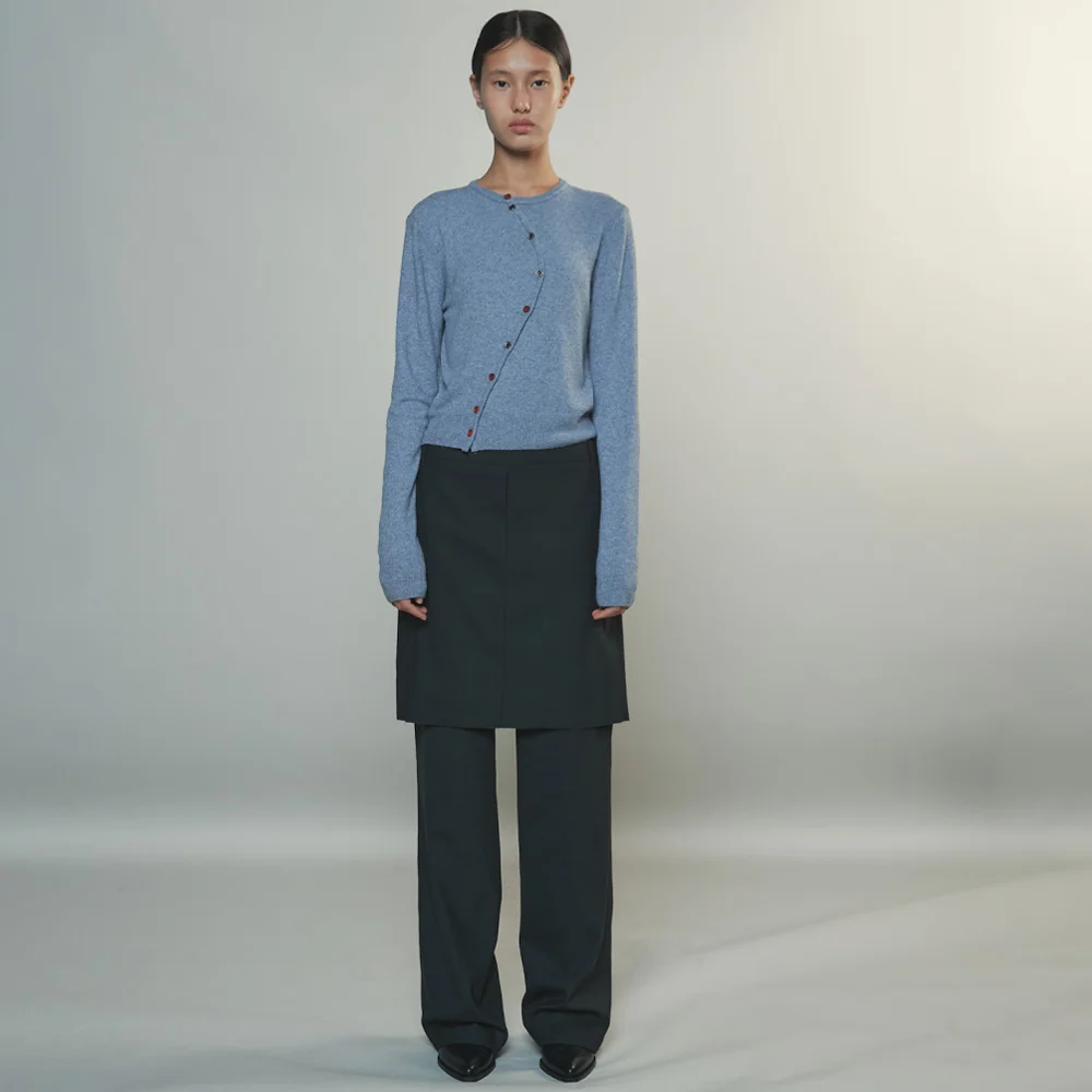 LAYERD MIDI SKIRT PANTS - DARK GREY