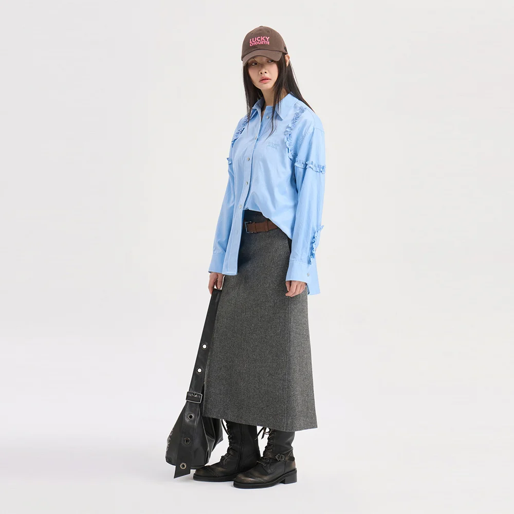 Stitch Point H Line Long Skirt (grey) LFKAS26100GYX