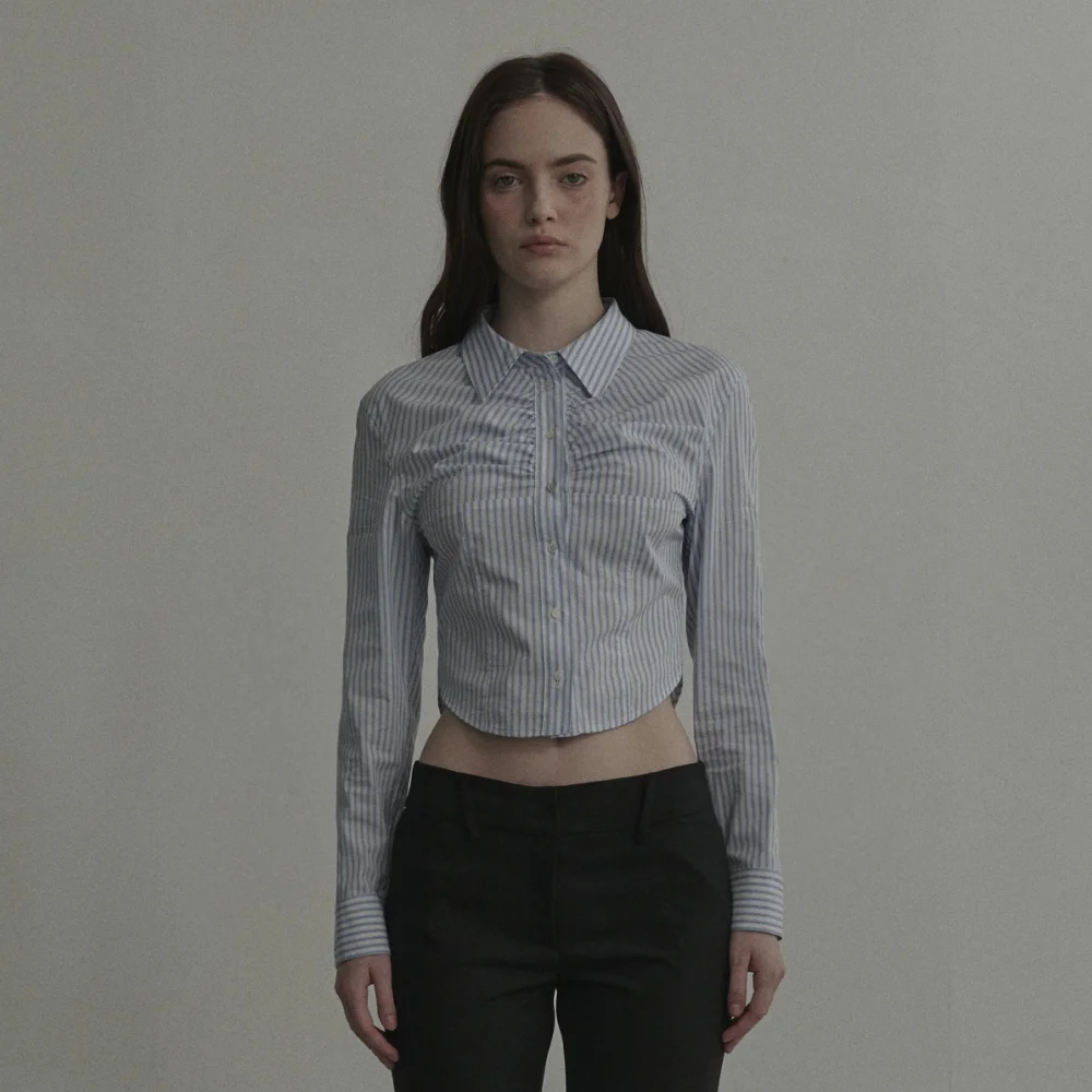 Shell Shirring Slim Fit-Shirt - Stripe