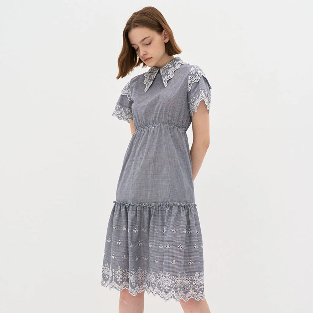 5S Floral-embroidered cotton midi dress