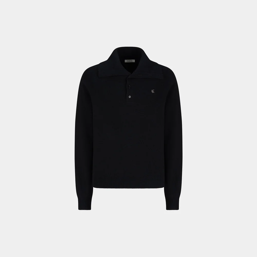 (M) 2-WAY MERINO KNIT TOP - BLACK