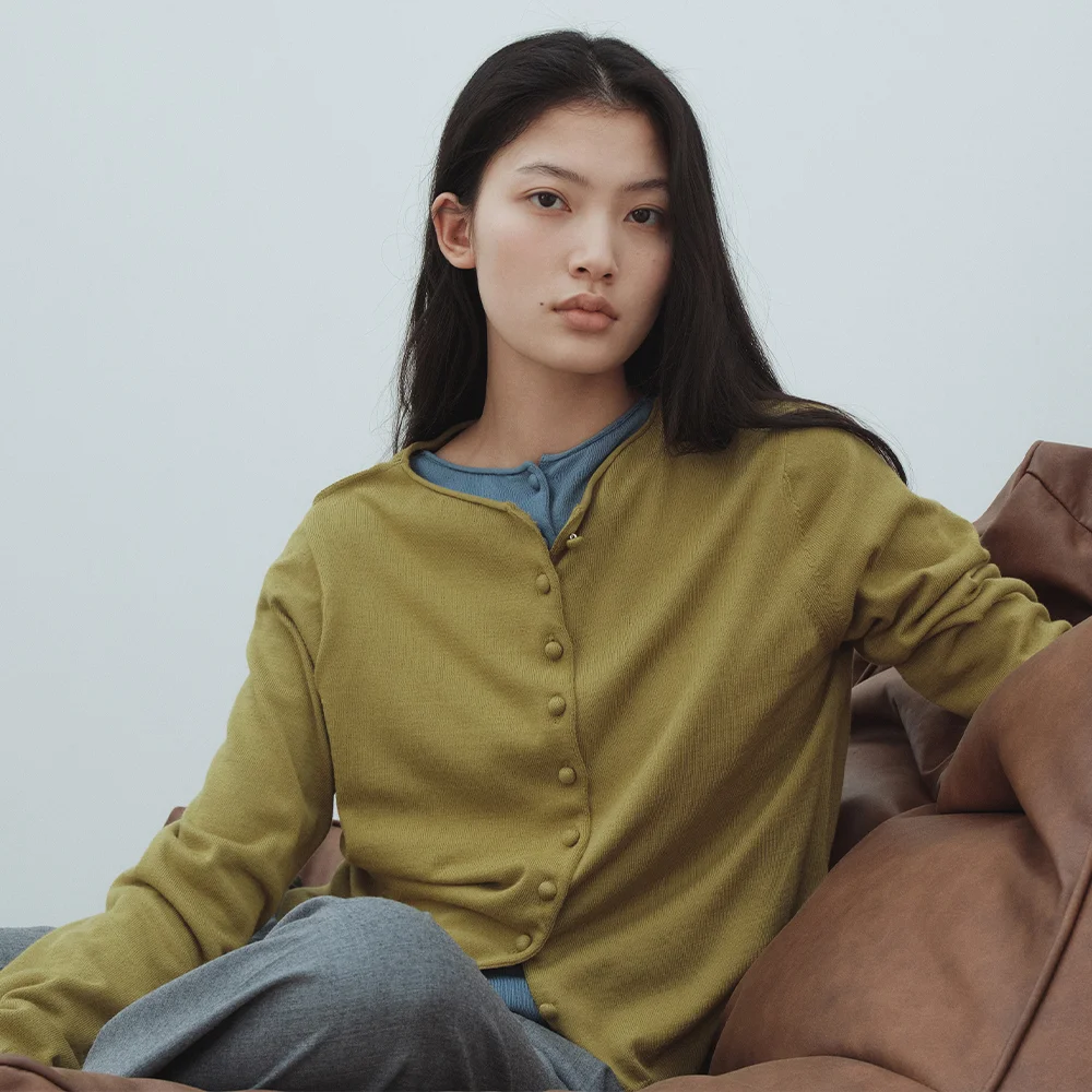 Soft Boatneck Cardigan (Olive)