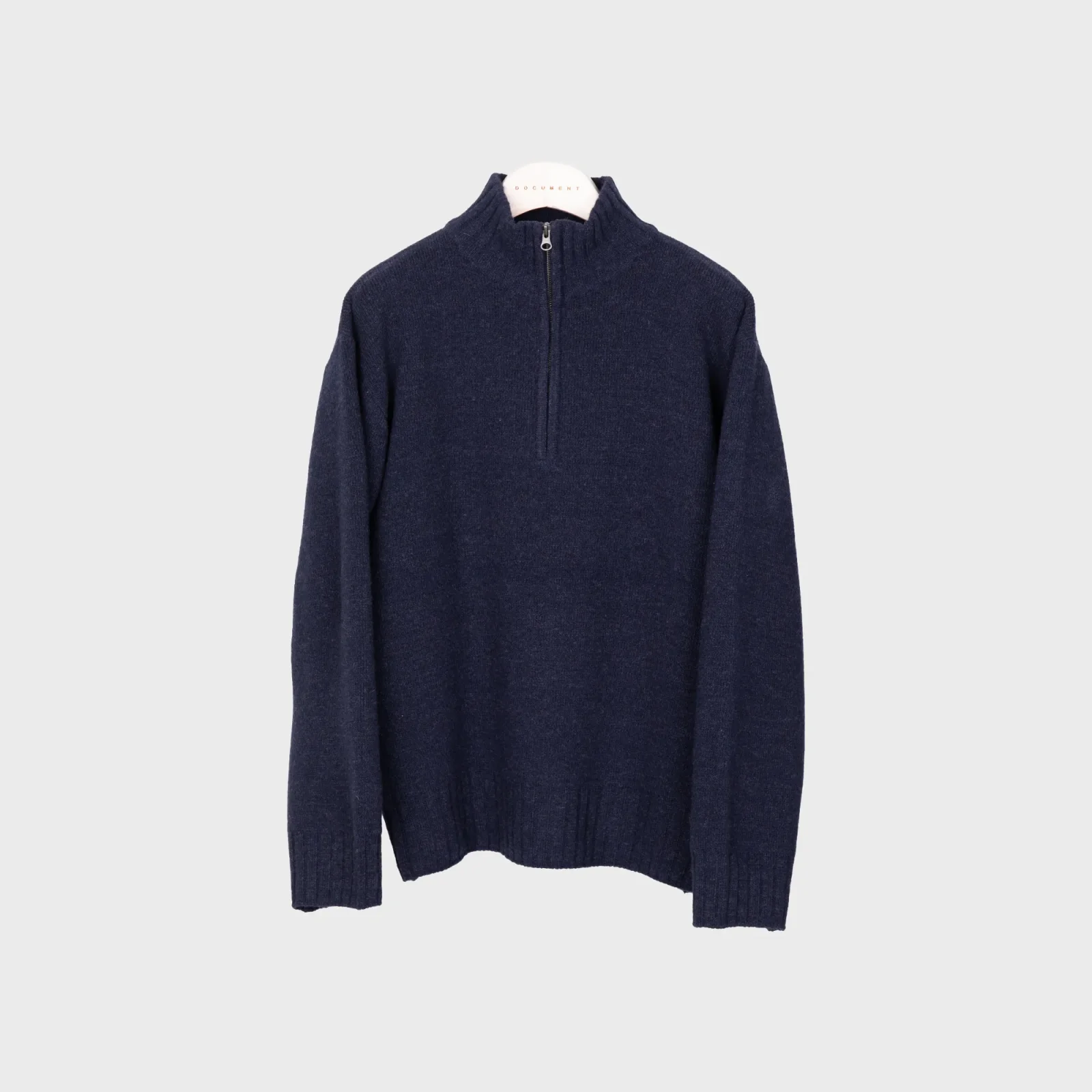 LAMBSWOOL TWEED HALF ZIP-UP SWEATER_NAVY