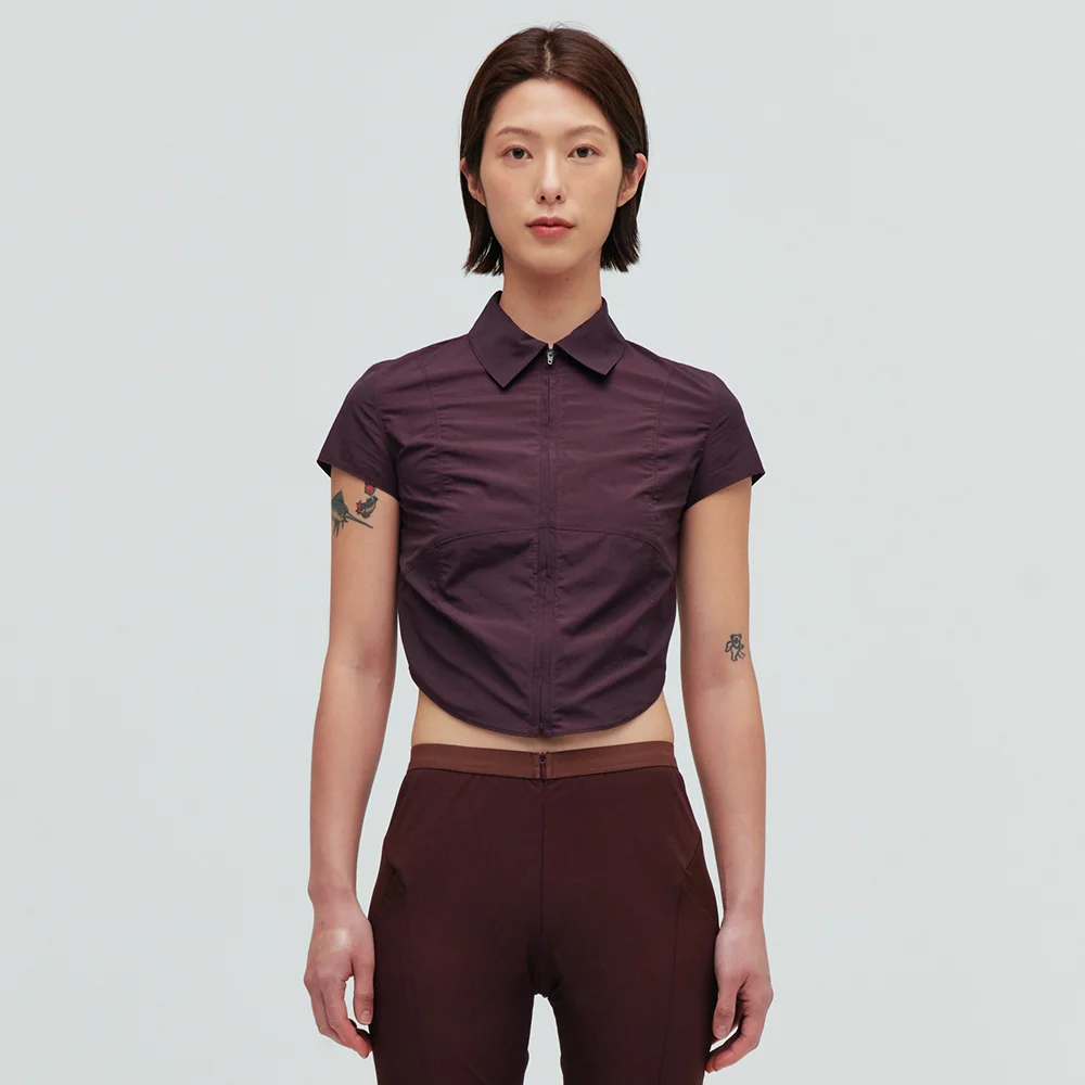 WOMEN'S ZIP SHIRT (WINE)