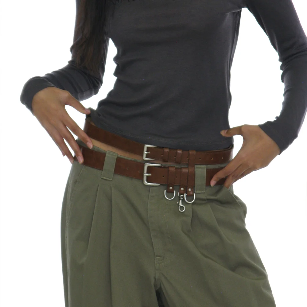 DOUBLE-LAYER UTILITY LEATHER BELT_COGNAC
