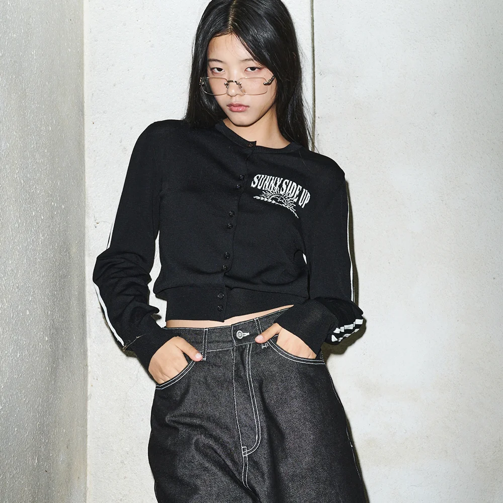 (女裝) 線條 開襟外套(黑色)