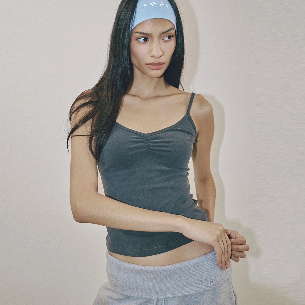 Shirring Sleeveless Top 顏料炭灰
