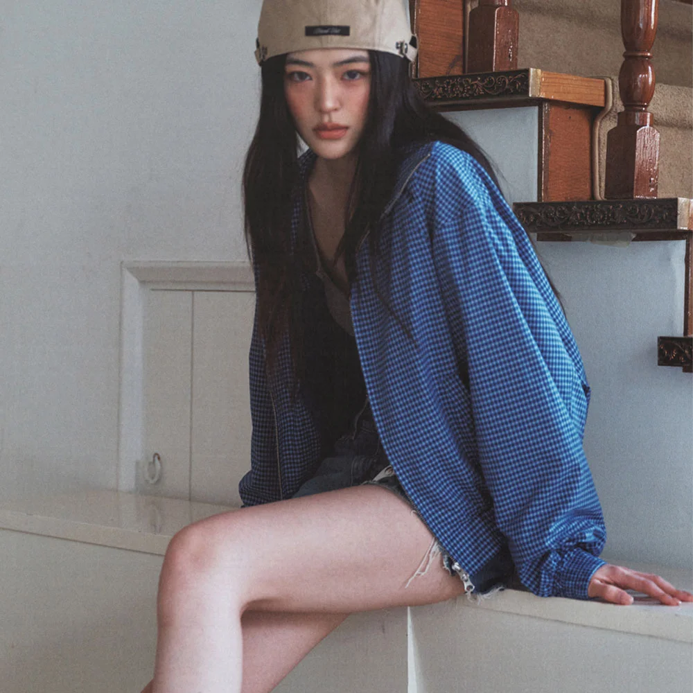 Zip-Up Shirt Jacket Blue