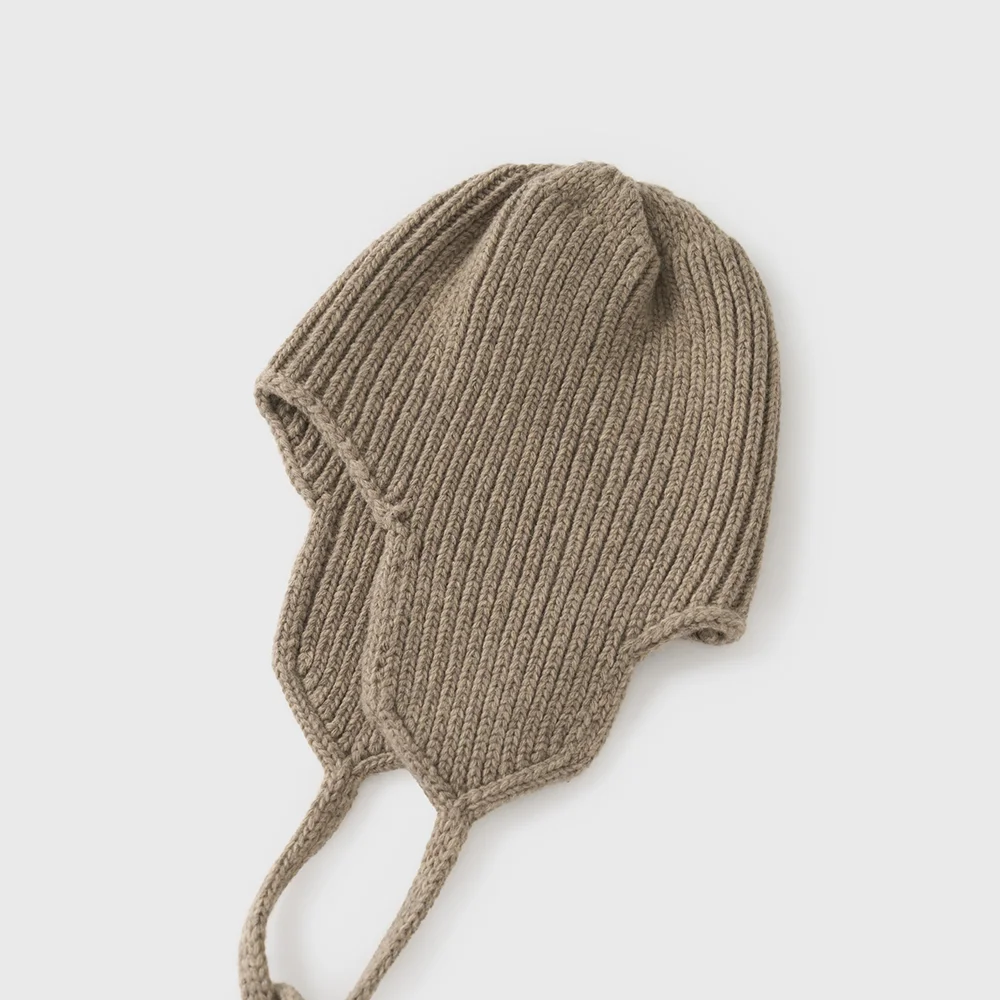 Wool Earmuff Beanie (Beige)