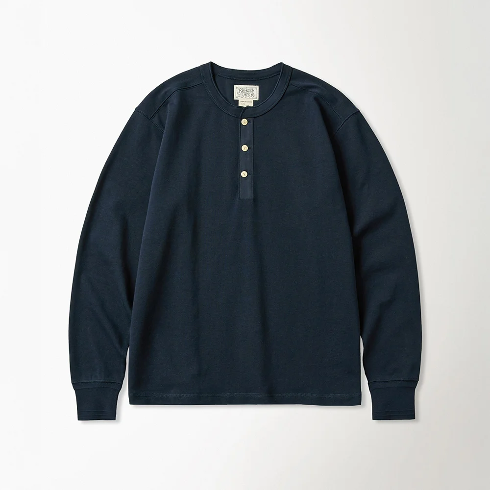 Vintage Long Sleeve Henley Shirt Navy