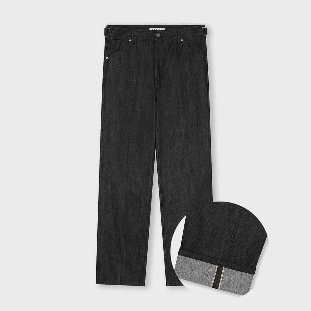 STRAIGHT FIT SELVAGE JEANS BLACK