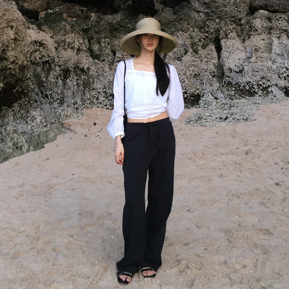 JUDY LOW PANTS (CHARCOAL NAVY)
