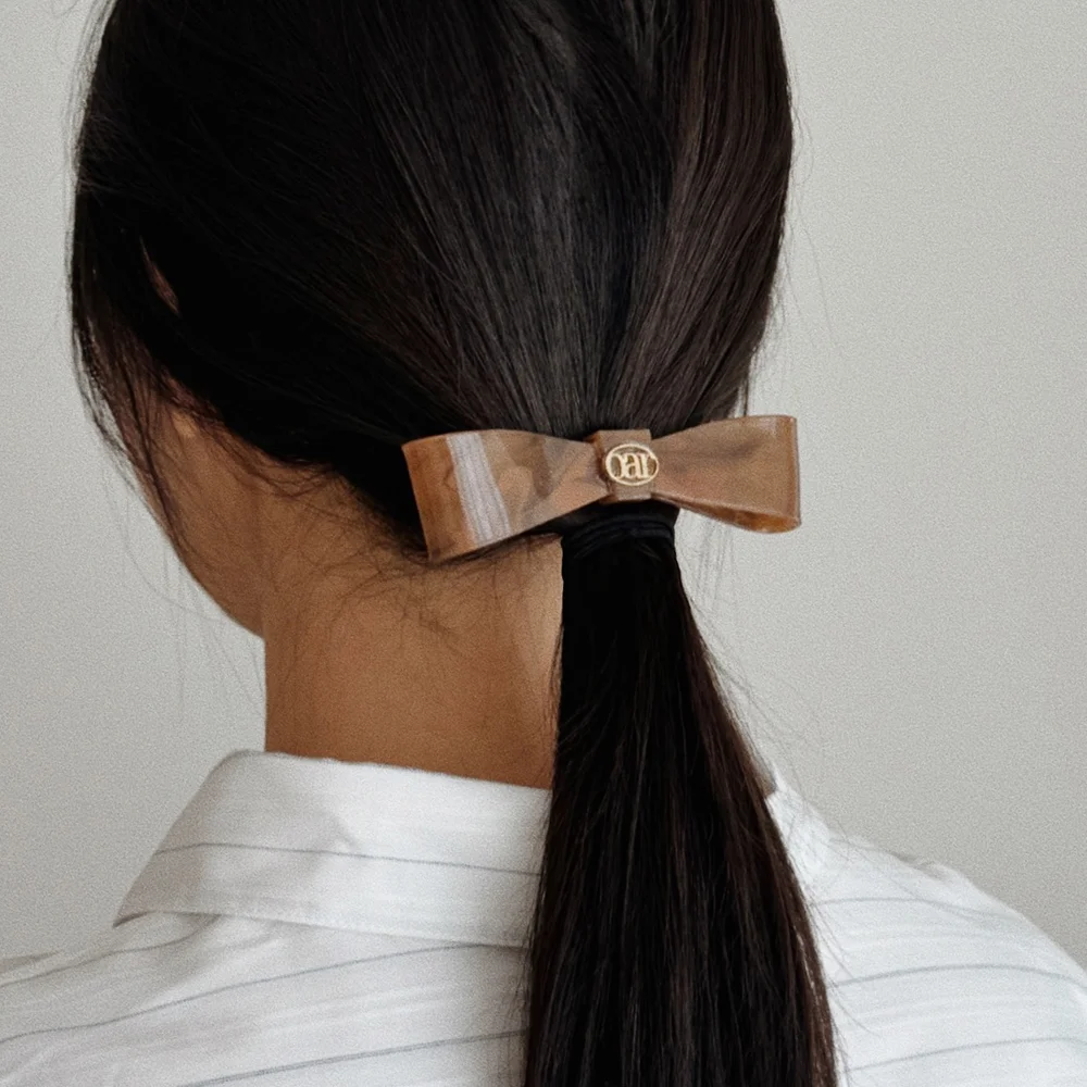 Classic Marble RIbbon Hair Barrette