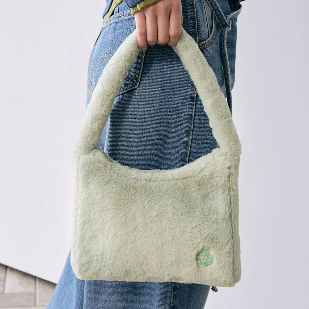 Cloverheart 毛絨 Hobo Bag Green