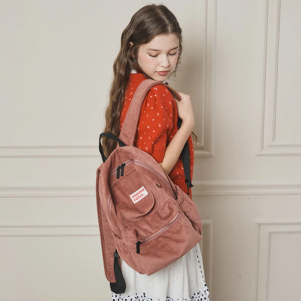 mini ver. daily backpack_Corduroy Coral Pink