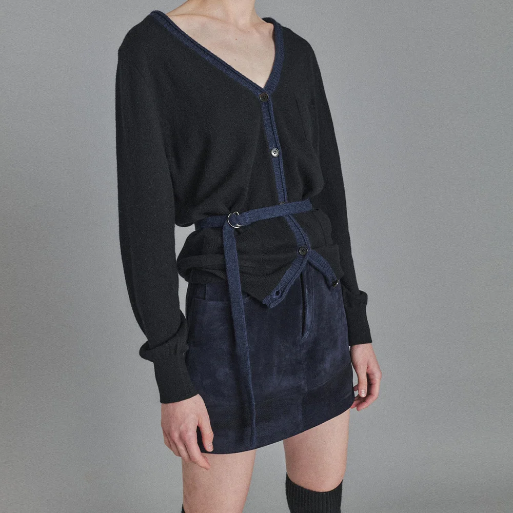 Kanel Suede Mini- Skirts (Navy)