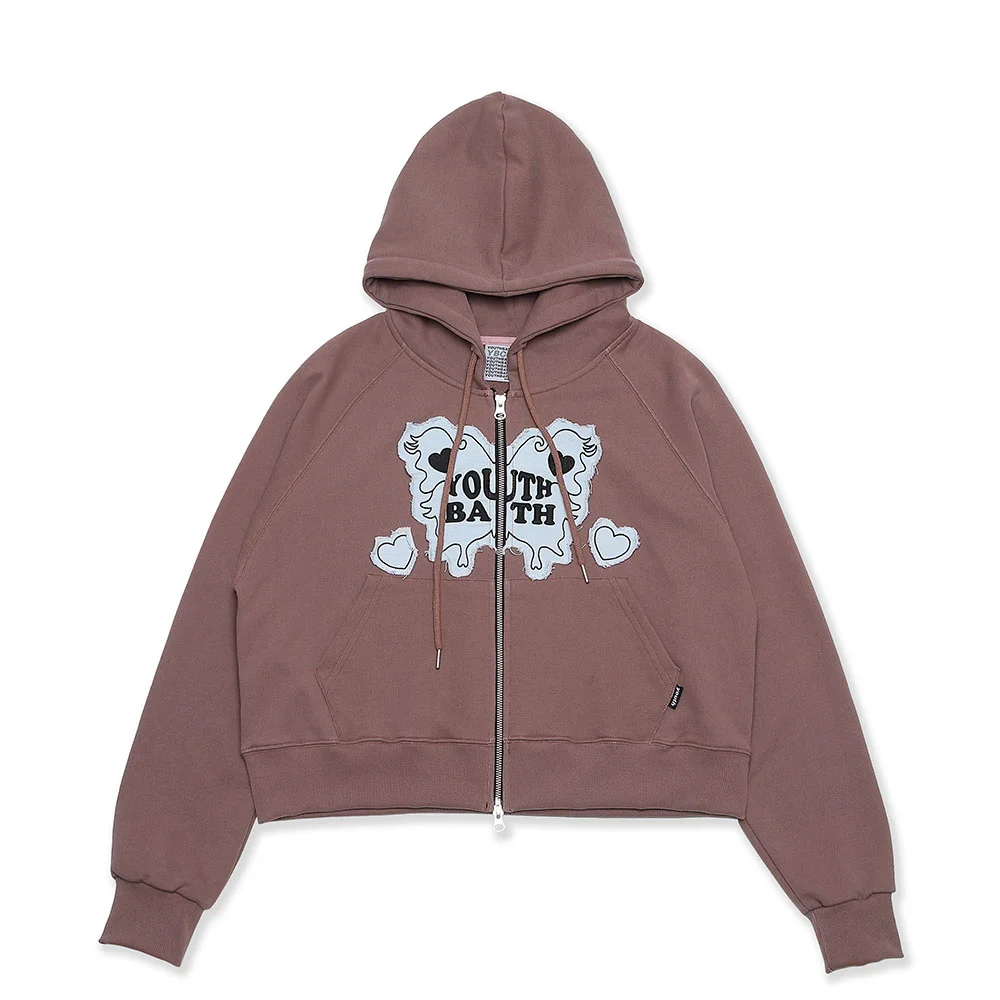 YB BUTTERFLY LOGO HOOD ZIP UP_BROWN