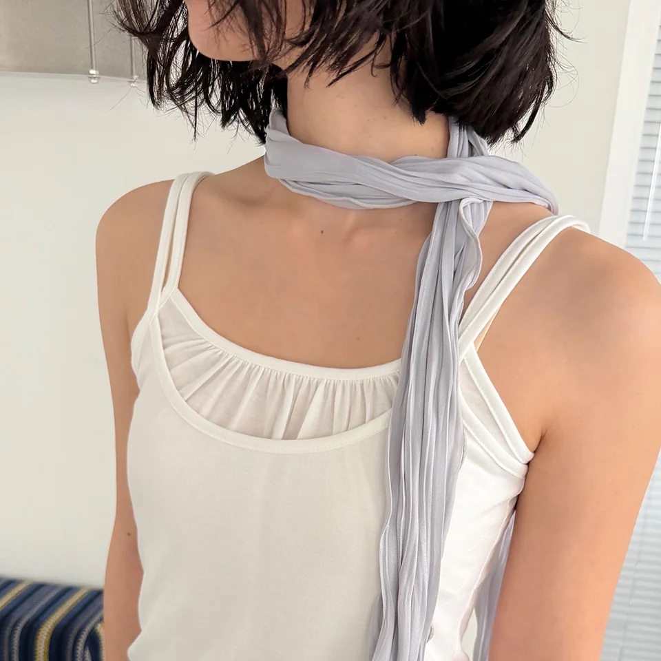 soft wrinkle long scarf - silver grey