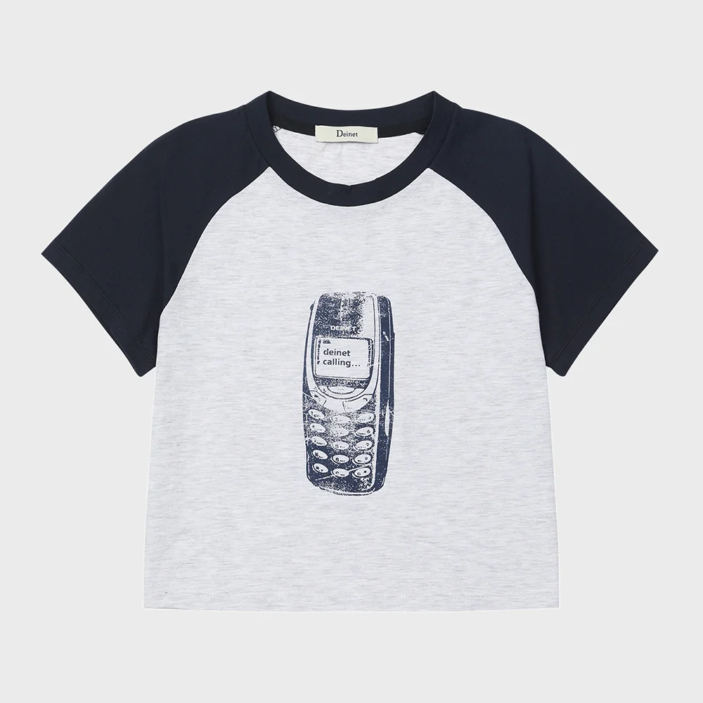 RAGLAN SLIM T-SHIRT IN MELANGE WHITE