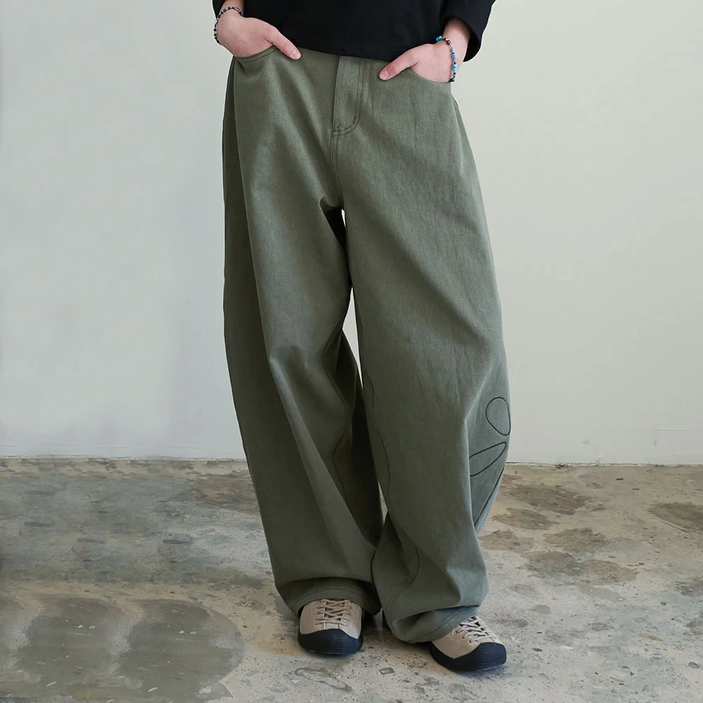 Cotton Wide Balloon Pants_Khaki